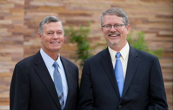 Image of (L to R): Steven M. Hilton, current Chairman, President & CEO of the Conrad N. Hilton Foundation, and Peter Laugharn, Incoming President & CEO.